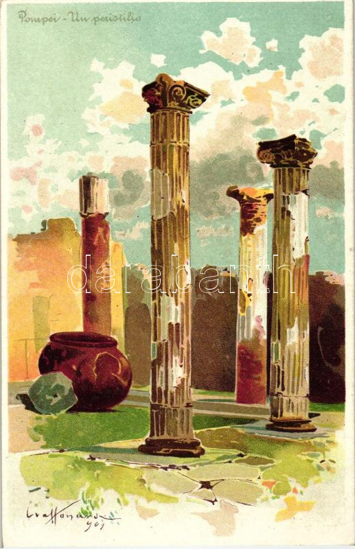 Pompei, Une peristilio, E. Ragozino litho s: Craffonara