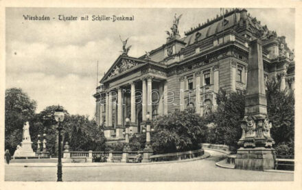 Wiesbaden, Theater, Schiller-Denkmal / theatre, statue