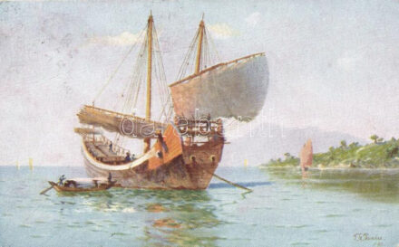 A Chinese Junk at Hong-Kong, artist signed (fa)