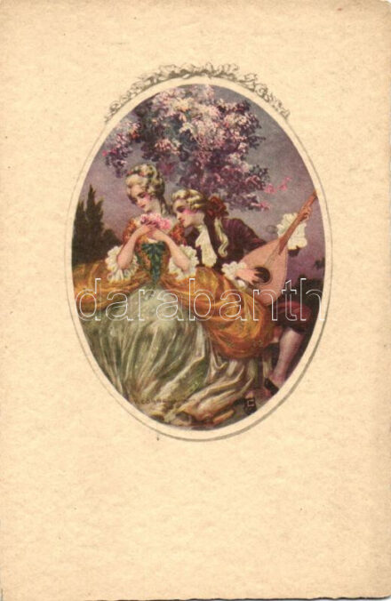 Italian art postcard, Baroque couple, Degami 896. s: T. Corbella