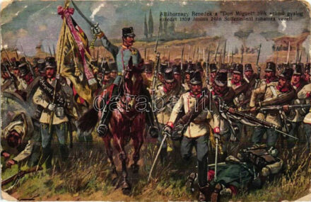 Altábornagy Benedek a 'Don Miguel' 39ik számú gyalogezredet rohamra vezeti Solferinonál 1859-ben / K.u.K. military, battle of Solferino in 1859 (Rb)