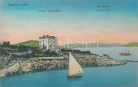 Veli Losnij, Lussingrande; Pension Beauregard, seaside, sailing ships (gluemark)