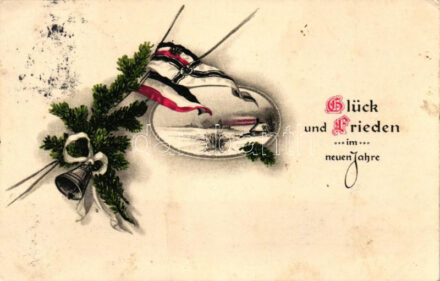 'Glück und Frieden im neuen Jahre' / New Year, German flags, litho (EK)