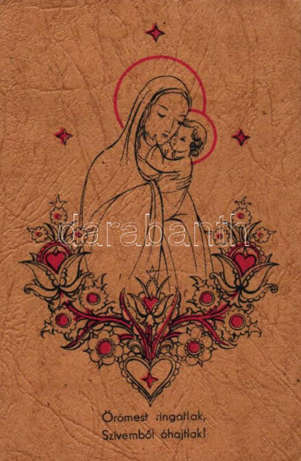 Vallásos grafikai lap; kiadja Ferences Missziók Ügyvivősége / Religious card s: Galyas Margit (EK)