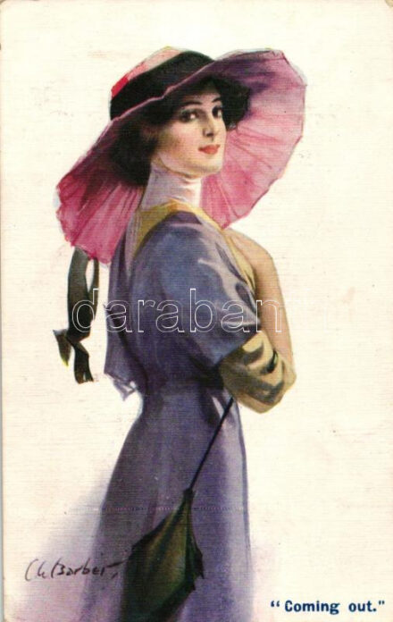 'Coming out' / Lady in purple, The Carlton Publishing Co. Series No. 665., s: C.H. Barber (EK)