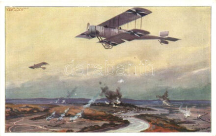 Deutscher Luftflotten-Verein / World War I German military biplane aircraft on reconaissance above the Marne, s: Hans Rudolf Schulze (EK)
