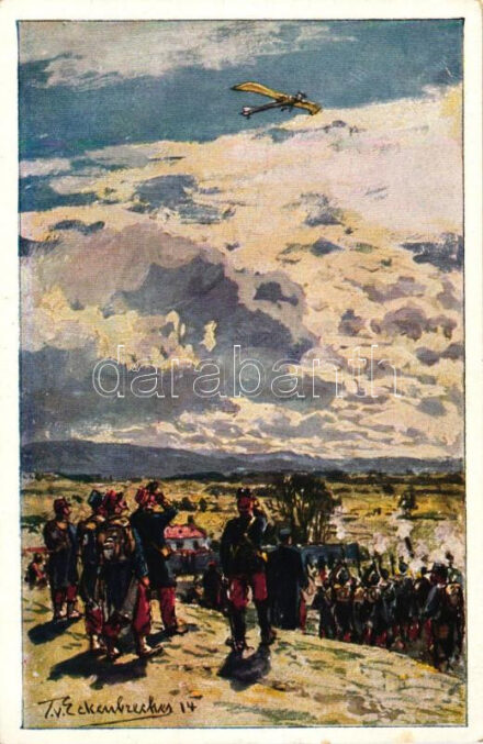 Deutscher Luftflotten-Verein / World War I French ground troops shooting at an German military aircraft, s: Themistokles von Eckenbrecher (EK)