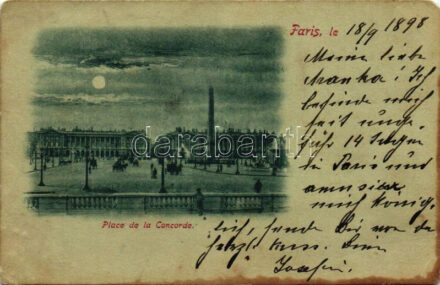 1898 Paris, Place de la Concorde / square, at night (EM)