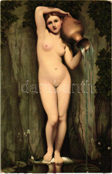 Die Quelle / Erotic nude art postcard, litho s: Jean August Dom. Ingres