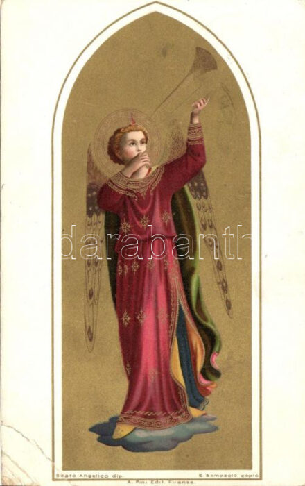 Angel, Meissner & Buch, golden decoration, litho (EB)