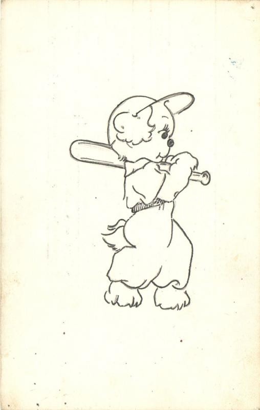 Polgár, Lefkovits & Fekete Nemzetközi szállító cég, reklámlap, hátoldalon kézzel rajzolt baseballozó kutya / Hungarian international transport company, advertisement, hand-drawn baseball dog on the backside (lyuk / pinhole) - Image 2
