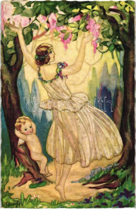 Italian art postcard, lady, Ballerini & Fratini 348. s: Chiostri