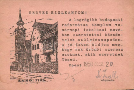 1949 Budapest III. Óbudai Református Egyház 1785-ben; Calvin U. 4. (kis szakadás / small tear)