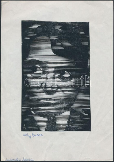 Andruskó Adorján (?-?): Ady Endre. Klisé, papír, jelzett, 14×9 cm