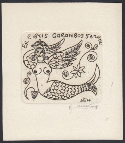 Kofanov: Erotikus ex libris. Rézkarc. Jelzett. / Russian erotic bookplate. Engraving, signed. 9x10 cm