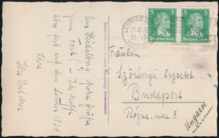 1929 Friedrich Voelcker (1872-1955) sebész orvos saját kézzel írt képeslapja Szörényi Erzsébet (1904-1987) geológusnak borítékkal / Autograph letter of Friedrich Voelcker doctor, chirurg to a Hungarian scientist