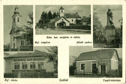 Szólád, Református és római katolikus templom és iskola, Hősök szobra, Tungli üzletház
