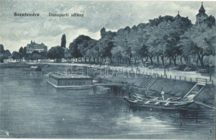 Szentendre, Dunaparti sétány és uszoda. Rajzolta Dohányos Tivadar