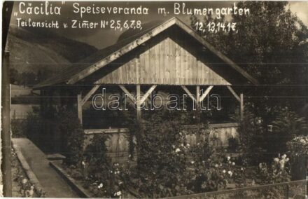 Ausser, 'Cäcilia' Speiseveranda mit Blumengarten / Veranda with flower garden. photo