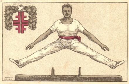 Turnfest. Gut Heil-Verlag Leipzig, Gut Heil-Serie Karte Nr. 12. / German Gymnastics Festival art postcard s: Max Both
