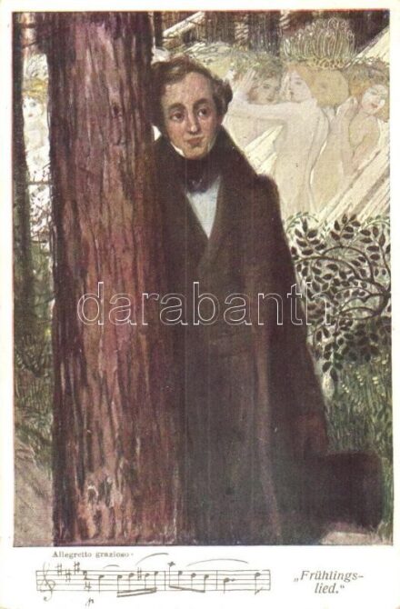 Felix Mendelssohn-Bartholdy, German composer; 'Frühlingslied' sheet music. B. K. W. I. Serie 909-6. s: O. Friedrich (EK)