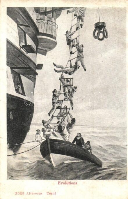 Evolutions / K.u.K. Kriegsmarine humour, mariners' boat, Alterocca Tern 3258 (EK)