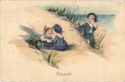 Belauscht! / Dutch mariner boys with girl. W.S.S.B. No. 5513. s: E. Frank + K.u.K. Marinefeldpostamt S.M. Boot 39 (EK)
