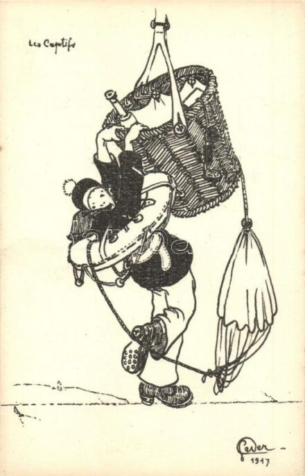 Les Captifs / French Navy art postcard, mariner with balloon s: Gerver
