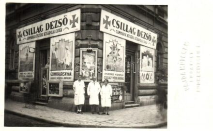 Budapest VI. Csillag dezső Gummiáruk, kötszerek és betegápolási cikkek áruháza. Szondi és Eötvös utca sarok. Vajda műterem photo