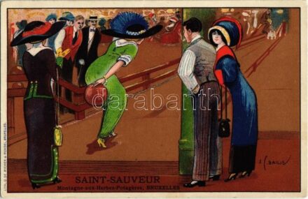 Saint-Sauveur. Montagne aux Herbes-Potageres, Bruxelles. O. de Rycker & Mendel / Bowling. Belgian sport complex in Brussels, litho advertisement s: S. Bailie