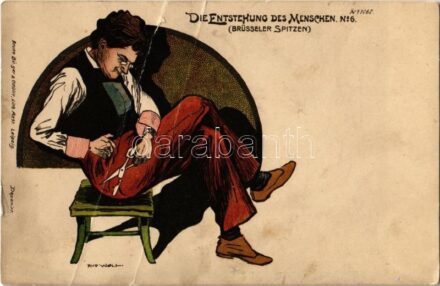 Die Entstehung des Menschen No. 6. (Brüsseler Spitzen) Bruno Bürger & Ottilie Lith. Anst. litho s: Rud. Wolf (fa)