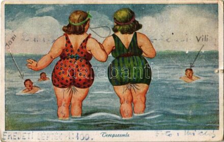 Terepszemle / ladies at the beach, humour (szakadás / tear)
