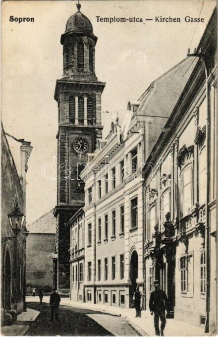 Sopron, Templom utca, Evangélikus templom. Kiadja Piri Dániel (EK)