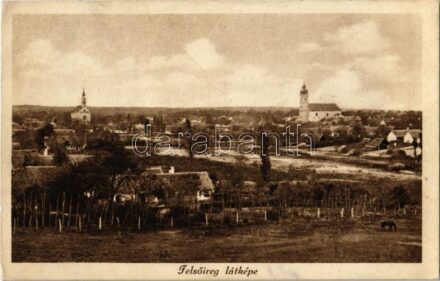 1928 Felsőireg (Iregszemcse), látkép templomokkal. Kiadja Weisz Simon (Rb)