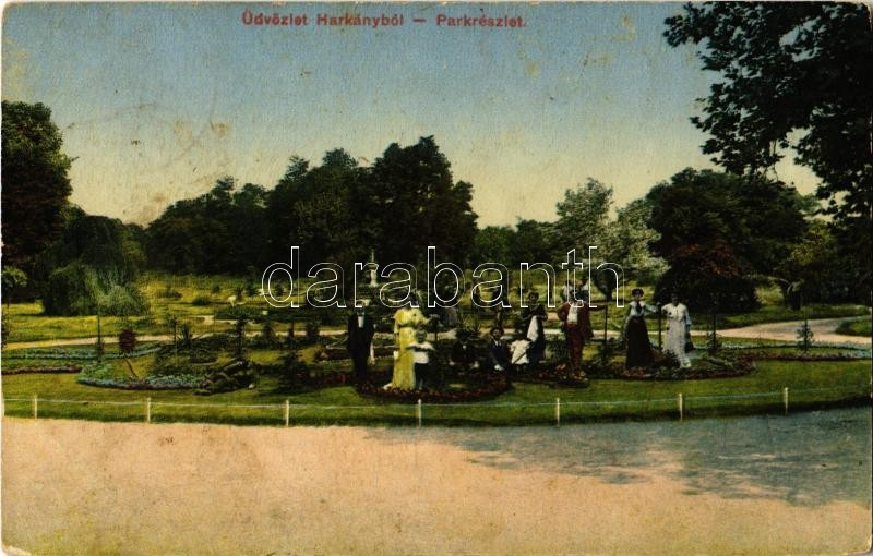 1915 Harkány, Harkányfürdő; park (ragasztónyom / glue marks)