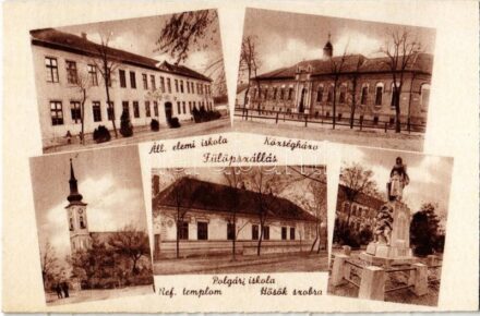 Fülöpszállás, Állami elemi iskola, községháza, református templom, polgári iskola, Hősök szobra