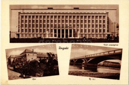 Ungvár, Uzshorod, Uzhorod; Volt országház, vár, új híd / former parliament building, castle, new bridge