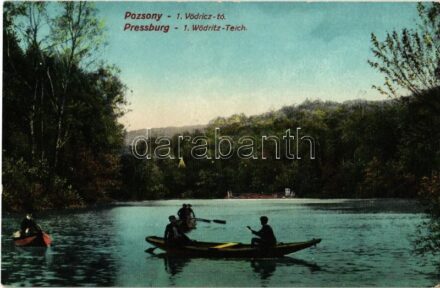 Pozsony, Pressburg, Bratislava; Vödrici völgy, 1. Vödricz tó, evezős csónakok / Wödritz-Teich / Vydrica / valley, lake, rowing boats