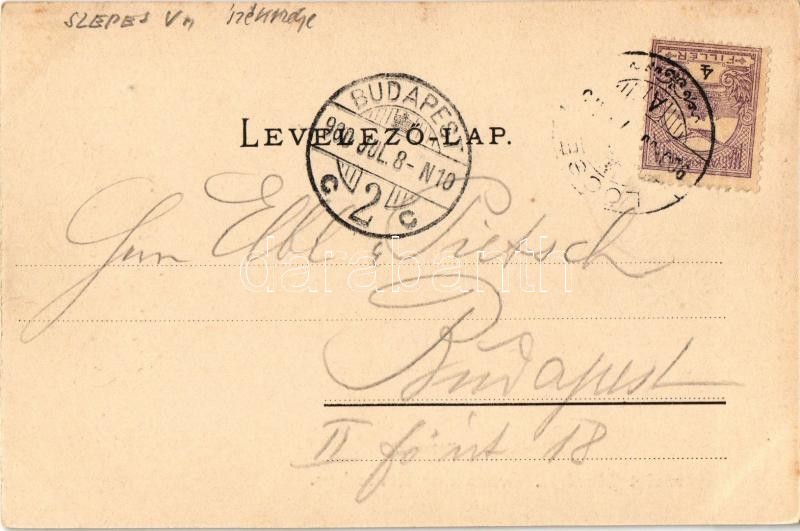 1900 Lőcse, Levoca; Városháza, piaci árusok, Római katolikus templom. Kiadja Latzin János / Rathaus / town hall, market vendors, Catholic church (fl) - Image 2