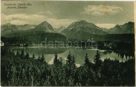 Tátra, Magas Tátra, Vysoké Tatry; Csorba-tó, menedékház / Strbské pleso / Csorba-See / Jezioro Csorba / High Tatras, lake, chalet (fl)