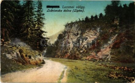 Lúzsna, Liptovská Lúzna; Luzsnai völgy. Kiadja Klimacek Sándor 912/142 / Luzniansky dolina (Liptov) / valley, road (fl)