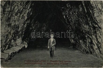 1910 Herkulesfürdő, Herkulesbad, Baile Herculane; Rablóbarlang belseje / Räubershöhle / 'den of thieves', cave - képeslapfüzetből / from postcard booklet (EK)