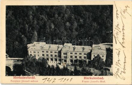 1903 Herkulesfürdő, Herkulesbad, Baile Herculane; Ferenc József udvar, fürdőépület / Franz Josef's-Hof / spa, bathing hosue, baths