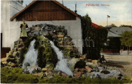 1916 Félixfürdő, Felixbad, Baile Felix; Hőforrás, magyar zászló. Kiadja Engel József 1. sz. / thermal spring, Hungarian flag, spa (EK)