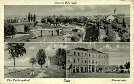 Baja, Kamarás Duna részlet, Nemzeti szálló, Türr István emlékmű, automobilok (EK)