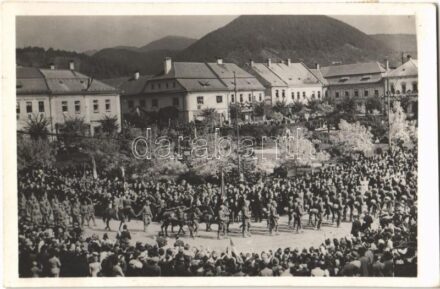 1940 Nagybánya, Baia Mare; bevonulás / entry of the Hungarian troops + '1940 Nagybánya visszatért' So. Stpl