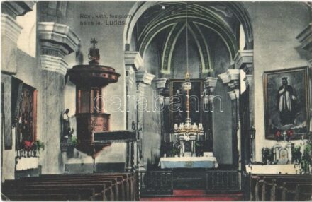 Ludas, Római katolikus templom, belső. Hangya Szövetkezet kiadása (apró lyuk / pinhole))