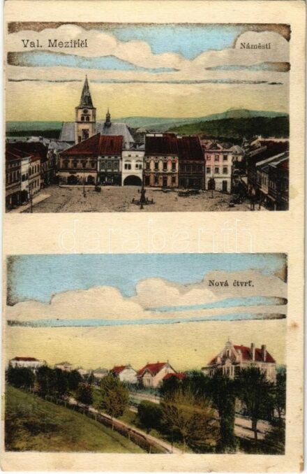 Valasské Mezirící, Valmez, Wallachisch Meseritsch; Námesti, Nová ctvrt / square, New Quarter, villas + 'K.u.K. Schlafwagen-Sanitätszug Nr. XIII.'