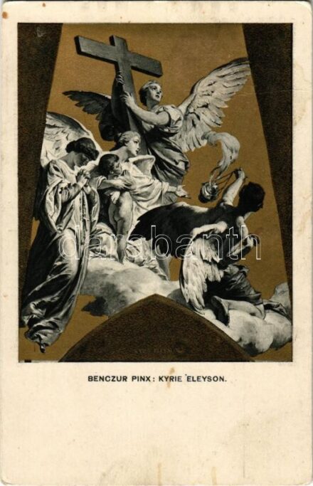1938 Kyrie Eleyson. Benczúr Gyula mennyezeti képe a Bazilikában. Budapest XXXIV. Nemzetközi Eucharisztikus Kongresszus reklámlapja / 34th International Eucharistic Congress s: Benczúr (fl)
