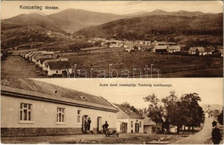 1929 Kóspallag, látkép, Kohn Jenő vendéglője, étterem, turisták találkozója (EK)
